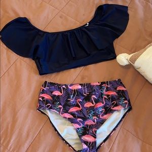 Two piece high waisted swim suit NWT